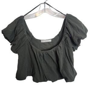 We the Free Off Shoulder Crop Top, Dark Green, Medium